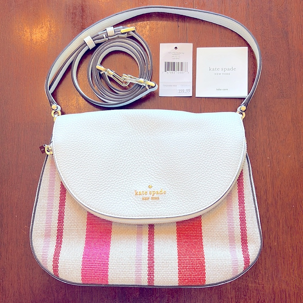 NEW Kate Spade Leila Medium striped flap convertible clutch/handbag/crossbody!